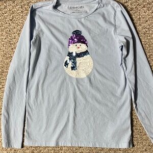 Sparkly sequin snowman Crewcuts Light Blue Shirt with Snowman Design Sz 11-12 L